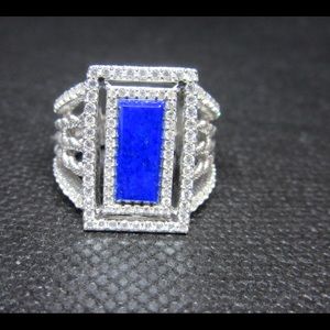 Judith Ripka Lapis and Diamonique Ring Size 7